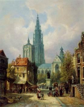 unknow artist European city landscape, street landsacpe, construction, frontstore, building and architecture. 321